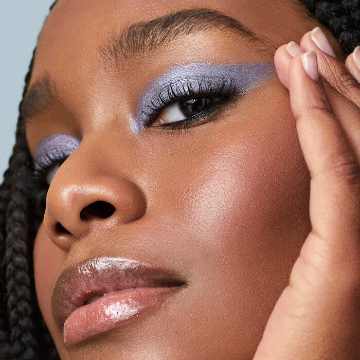Model Wearing Acai You Blue Eyeshadow
